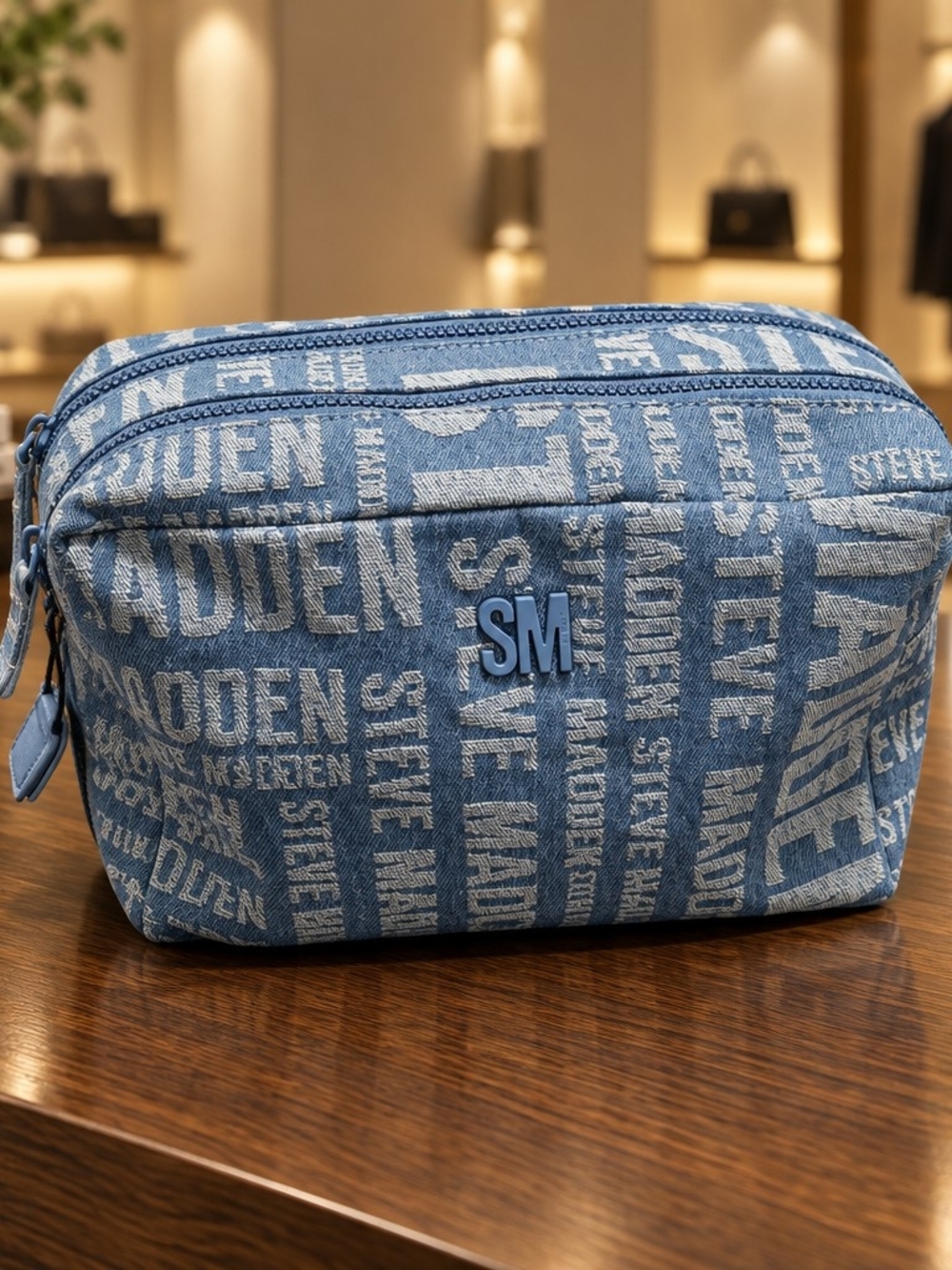 Large Steve Madden Cosmetic MakeUp Toiletry Bag Purse Travel Dopp 2 Zipper